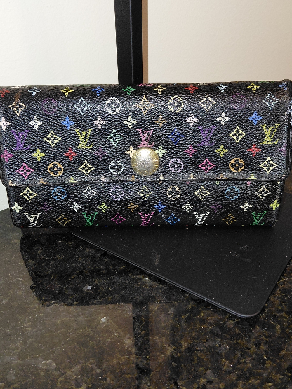 Louis Vuitton Black Murakami Multicolor Monogram Sarah Wallet 2012 Spain